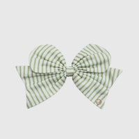 Mary Square Magnetic Fabric Bow-Green Stripe