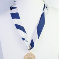 Caroline Hill | Harper Striped Skinny Scarf-Navy/Orange