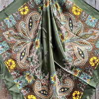 Olive Tone Paisley Wild Rag Scarf