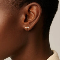Natalie Wood | Legacy Cross Stud Earrings-Silver