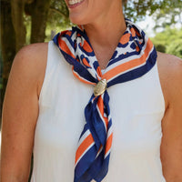 Caroline Hill | Meredith Spotted Scarf-Navy/Orange