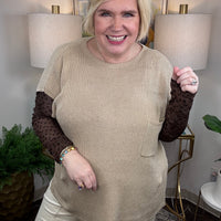 Women's cream short-sleeve sweater with cap sleeves