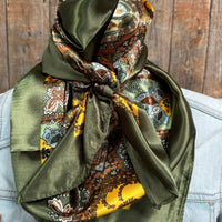 Olive Tone Paisley Wild Rag Scarf