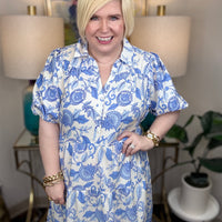 Mary Square Eloise Dress-Porcelain Vines - The Shoppes at Coldwater