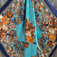 Blue & Brown Floral Wild Rag Scarf