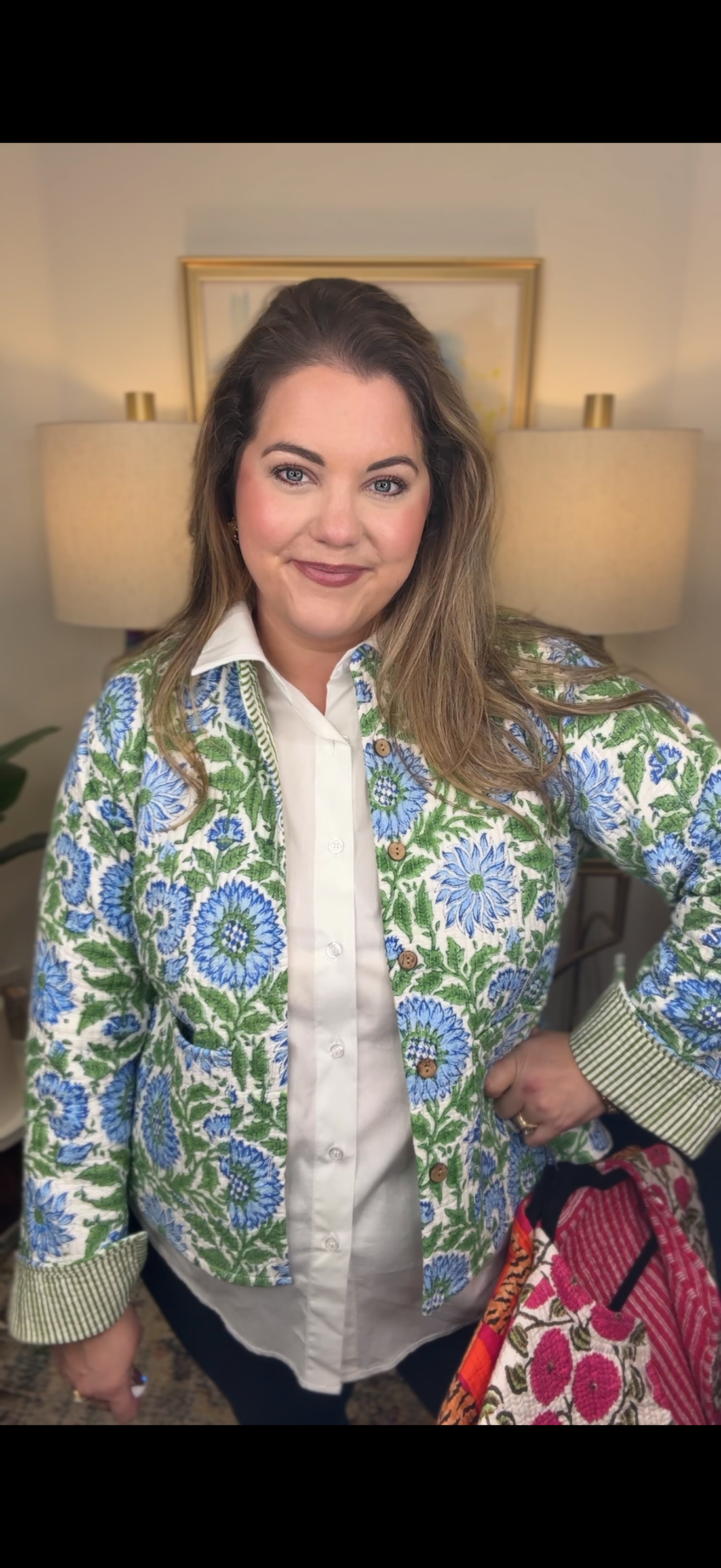 Quilted Jacket-Blue Floral