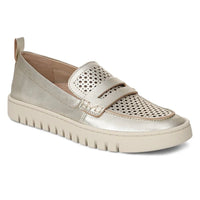 Silver loafer shoe on a white background
