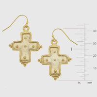 Susan Shaw Gold Cross Earrings with Dots
