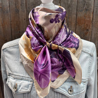 Purple & Cream Floral Wild Rag Scarf