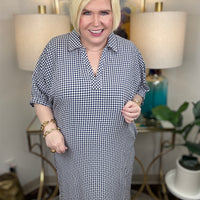 Clockwork Curvy Dress-Navy - The Shoppes at Coldwater