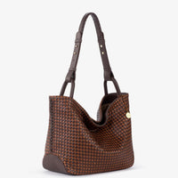 The Sak | Los Feliz Medium Tote Woven-Mahogany Cognac Woven