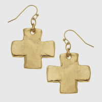 Susan Shaw Gold Cross Earrings