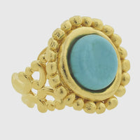 Susan Shaw Handcast Gold with Genuine Turquoise Adjustable Ring