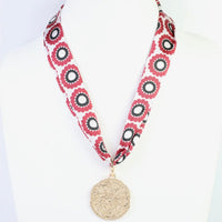 Caroline Hill | Lucy Floral Skinny Scarf-Garnet/Black