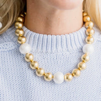 Susan Shaw | Gold + Cotton Pearl Necklace