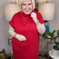 Strike It Rich Curvy Dress-Red - The Shoppes at Coldwater