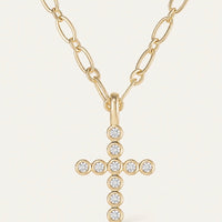 Natalie Wood | Legacy Cross Drop Necklace-Gold