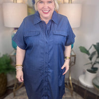 Universal Standard | Perfect Tencel Chambray Short Sleeve
Shirtdress - Midnight Blue