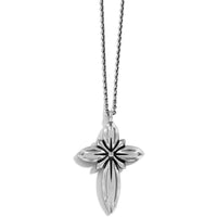 Silver necklace with a star-shaped pendant on a white background