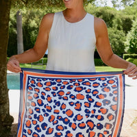 Caroline Hill | Meredith Spotted Scarf-Navy/Orange