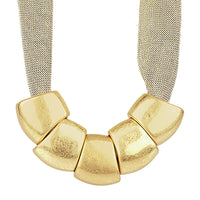 Gold mesh necklace with gold nugget accent beads