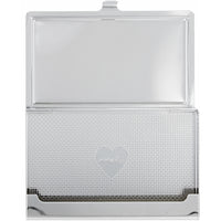 Silver business card holder with intricate pattern