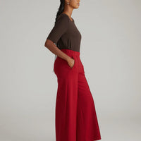 Pam Pintuck Wide Leg Ponte Pants-Garnet