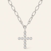 Natalie Wood | Legacy Cross Drop Necklace-Silver