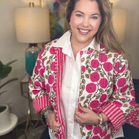Quilted Jacket-Pink Floral