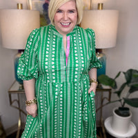 Mary Square Riley Dress-Green - The Shoppes at Coldwater