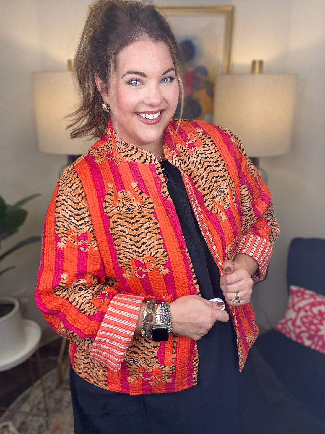 Quilted Jacket-Pink Tiger