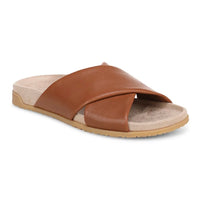 Brown sandal with a beige sole on a white background