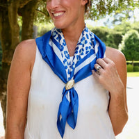 Caroline Hill | Meredith Spotted Scarf-Blue/White