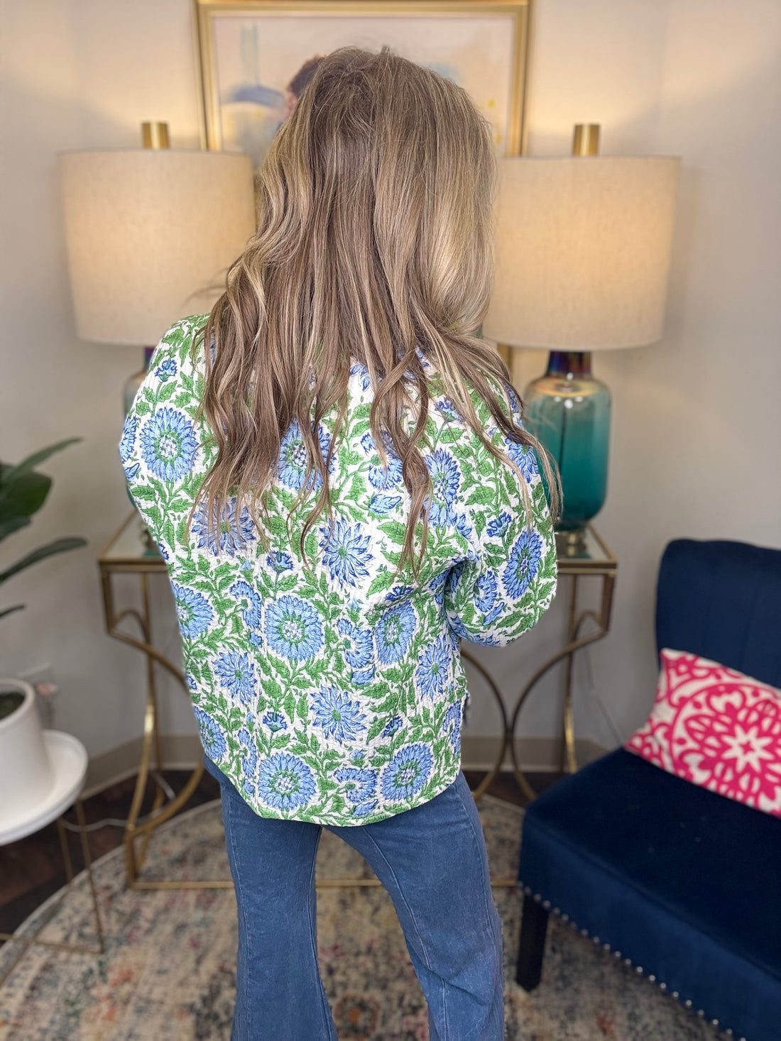 Quilted Jacket-Blue Floral