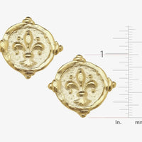 Susan Shaw | Gold Fleur De Lis Intaglio Pierced Earrings
