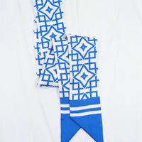 Caroline Hill | Langston Geometric Skinny Scarf-Blue/White