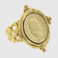 Susan Shaw Handcast Gold Coin Adjustable Ring