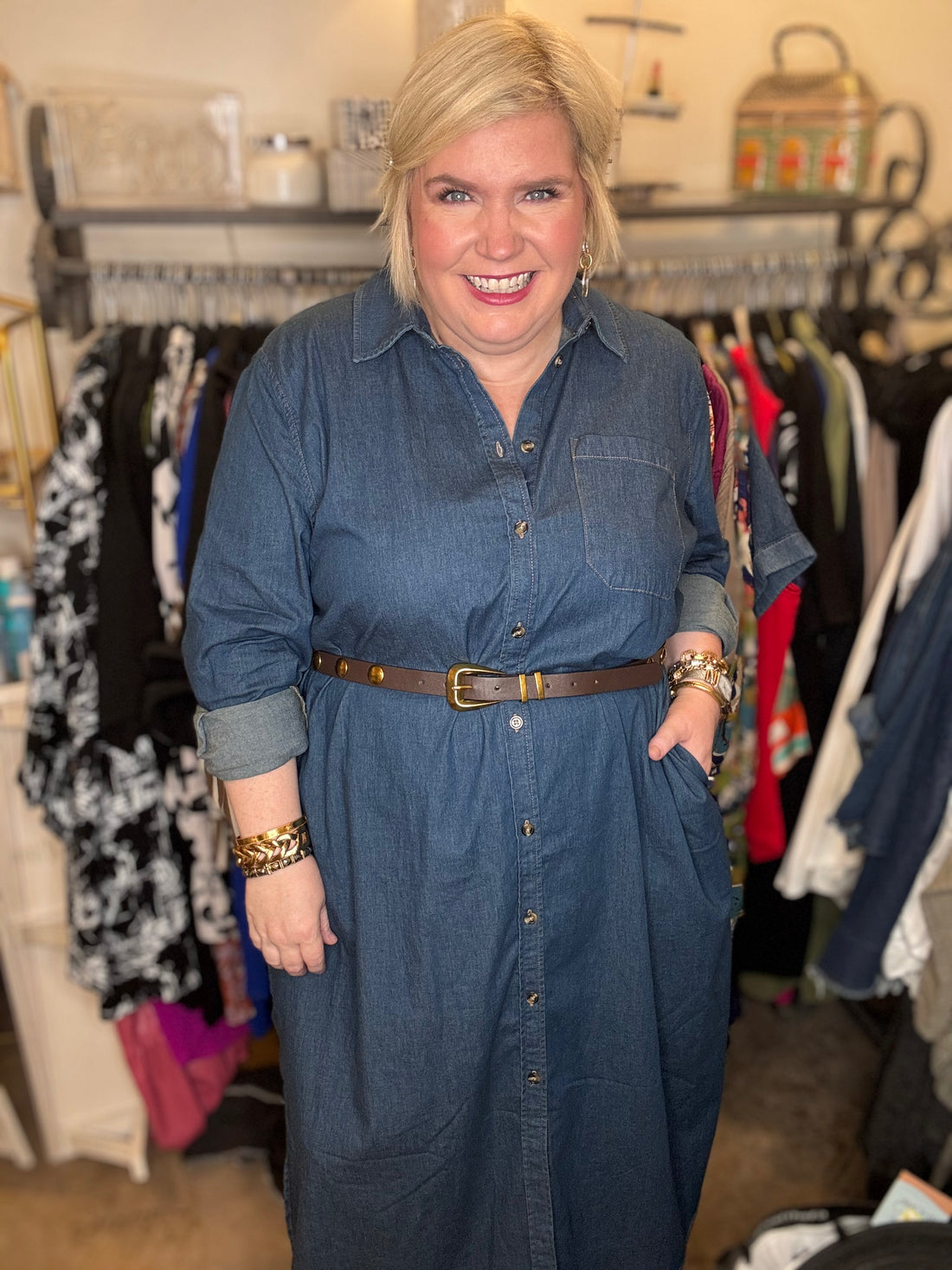 Odeon Denim Dress-Orion Blue