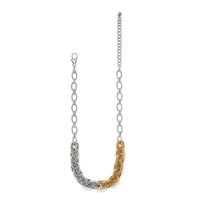 Two-toned silver and gold chain necklace on a white background