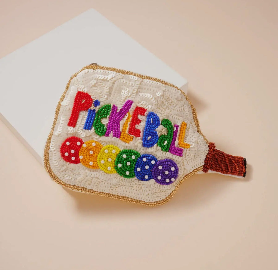 Pickleball Beaded Coin Pouch