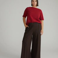 Pam Pintuck Wide Leg Ponte Pants-Espresso