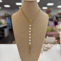 Cross My Heart Necklace-Pearl