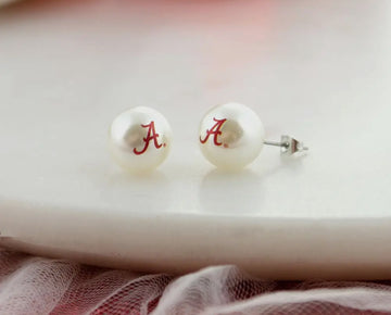 Pearl Logo Stud Earrings