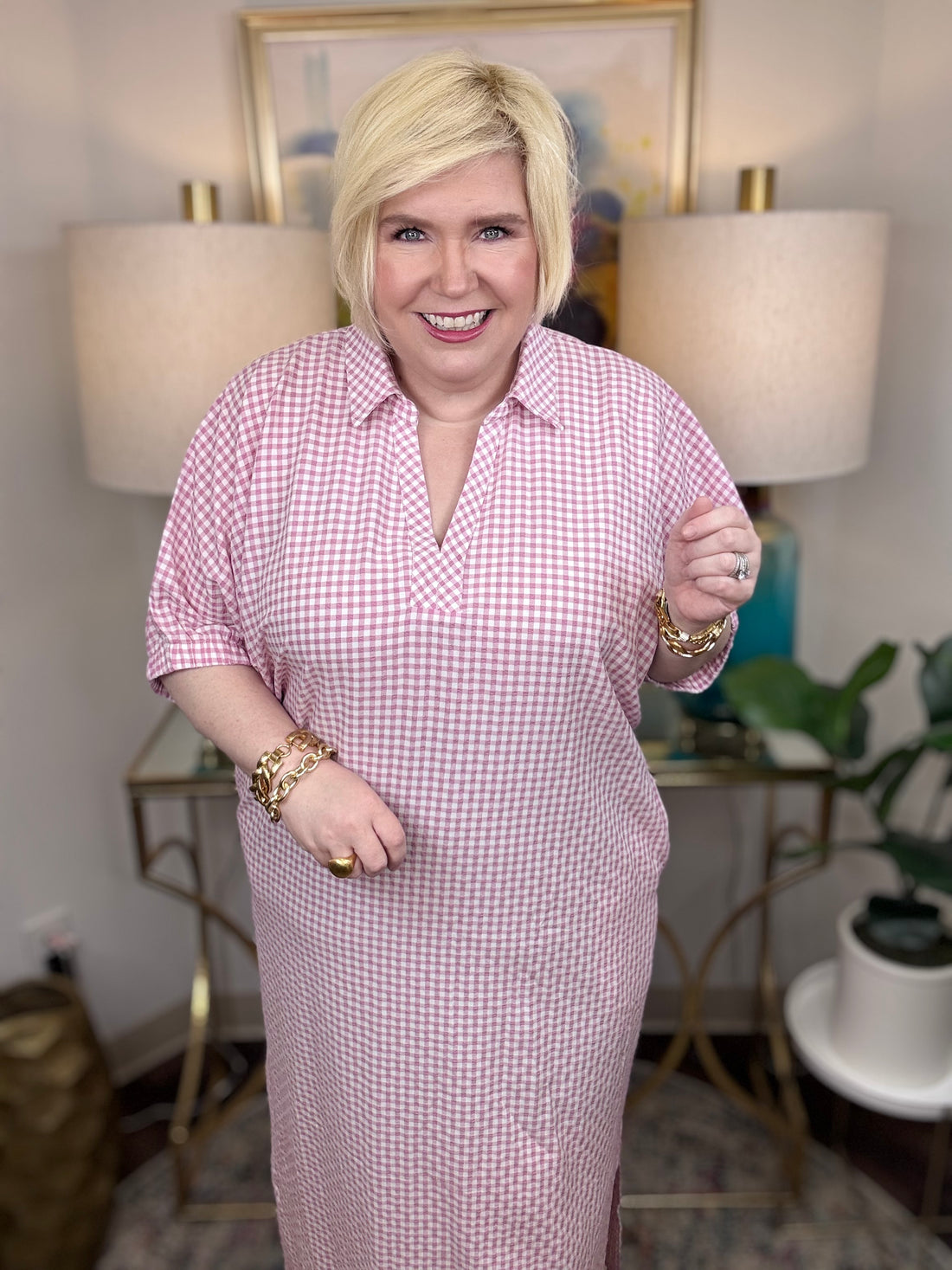 Clockwork Curvy Dress-Pink - The Shoppes at Coldwater