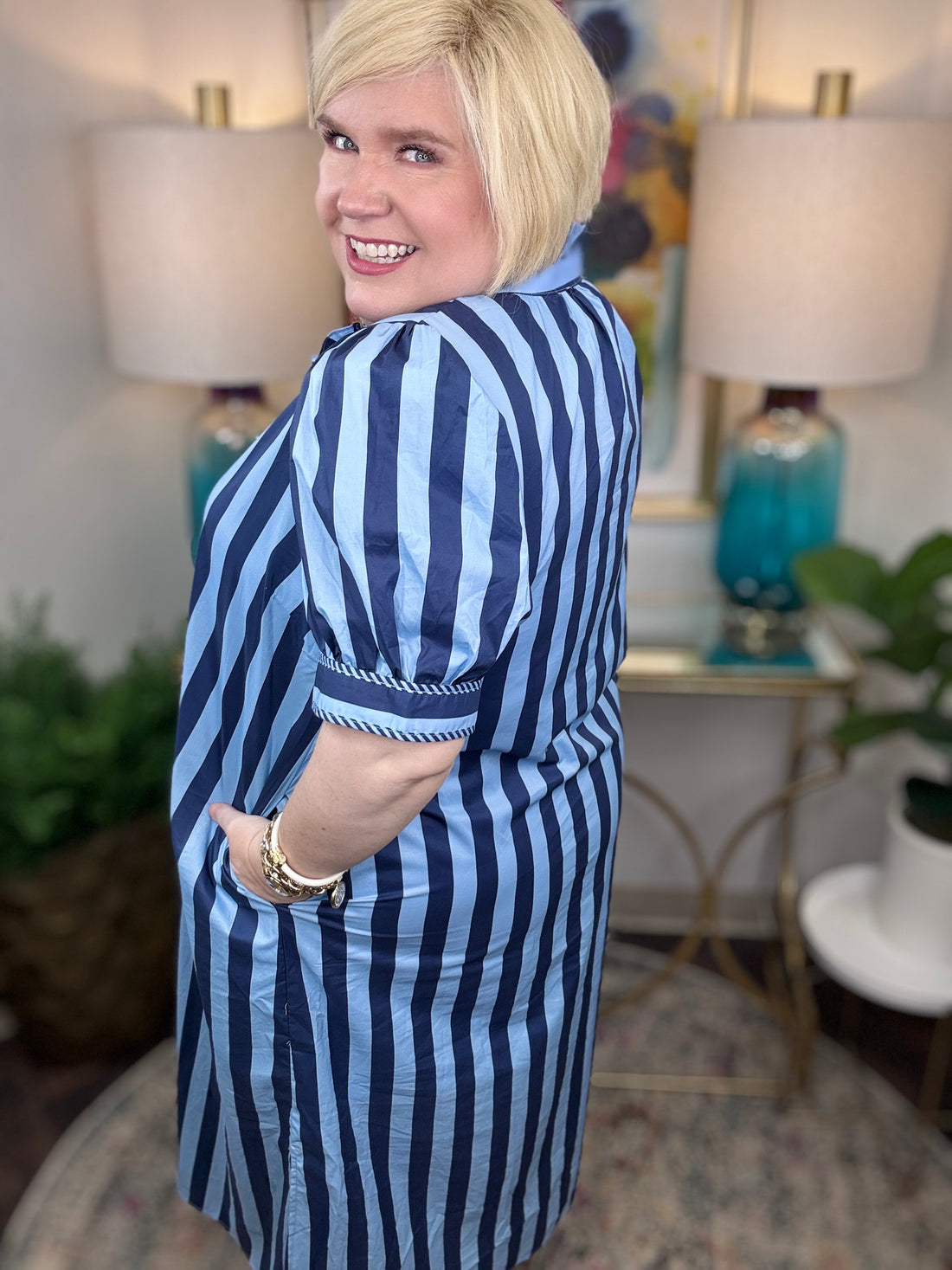 Take It To Heart Curvy Dress-Navy