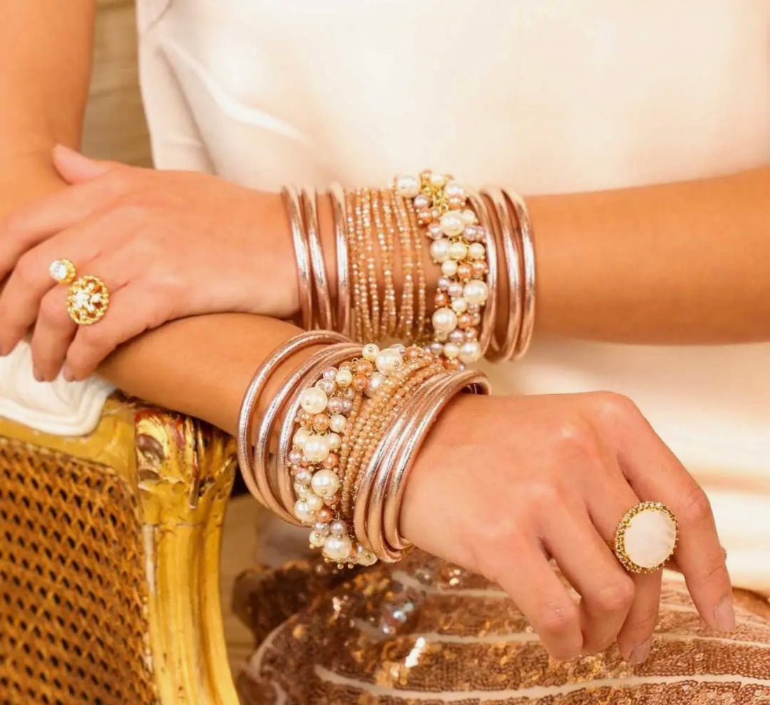 BuDhaGirl | Champagne All Weather Bracelets- Set of 6- Serenity Prayer