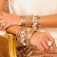BuDhaGirl | Champagne All Weather Bracelets- Set of 6- Serenity Prayer