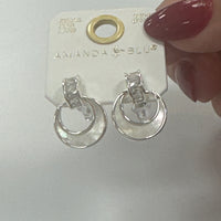 Silver Crescent CZ Earrings