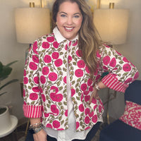 Quilted Jacket-Pink Floral