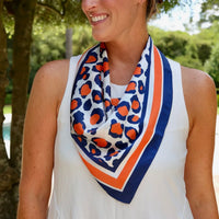 Caroline Hill | Meredith Spotted Scarf-Navy/Orange